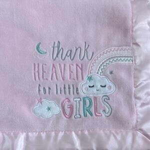 Baby Essentials Plush Baby Blanket Thank Heaven for Little Girls Pink 30''x40''